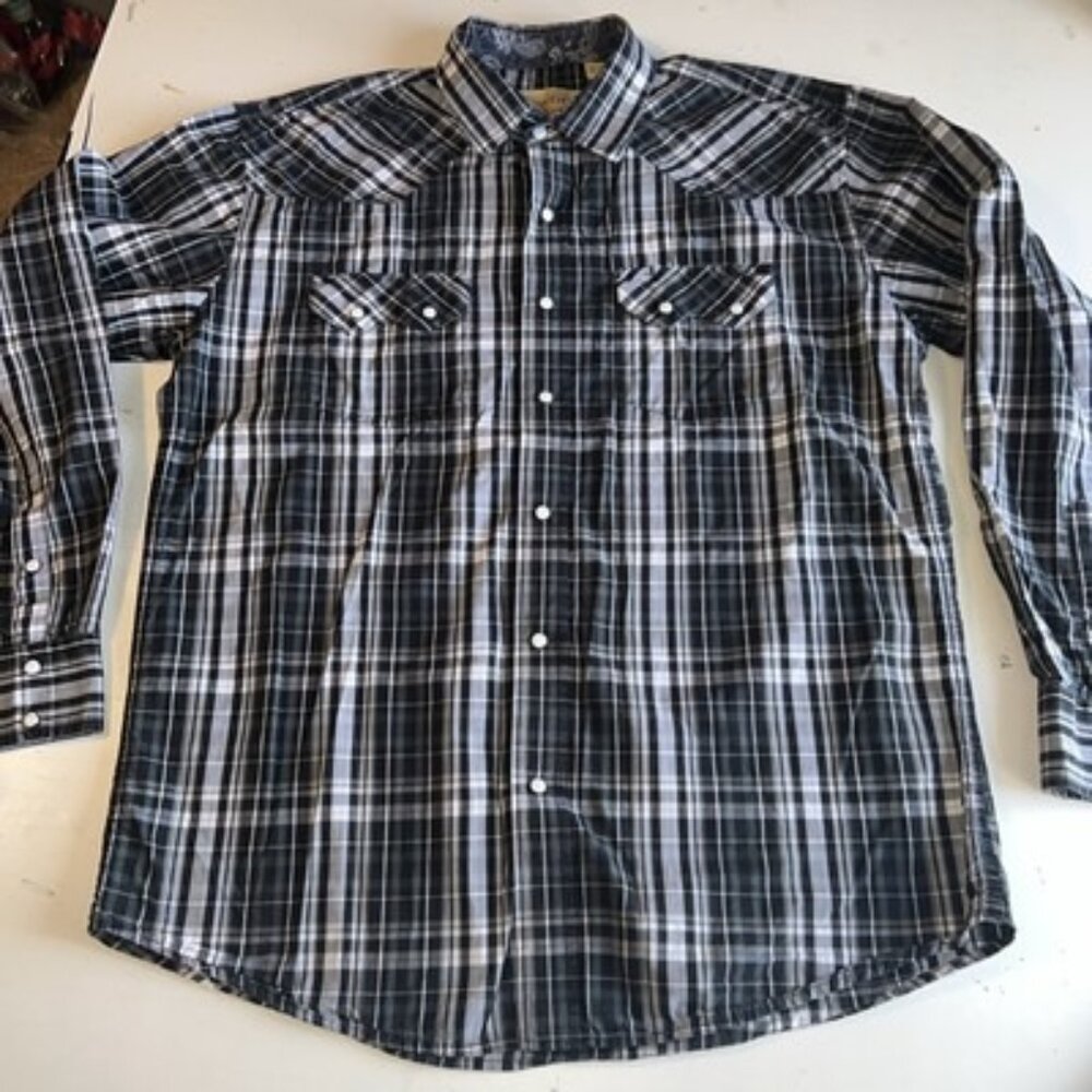 Cowboy Legend Shirt Men's XL Black Long Sleeve Pearl Snap Cowboy Western Rodeo